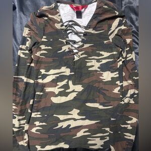 Hot & Delicious Camouflage Lace-Up Top
